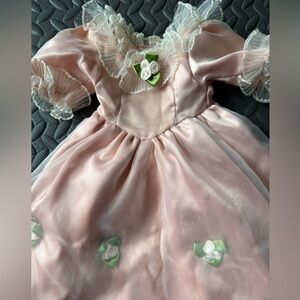 18 inch Doll Pink Ruffled Dress with Floral Accents